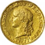 COLOMBIA. 1870 20 Pesos. Popayán mint. Restrepo M339.6. AU-58 (PCGS).