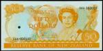 1983-92年新西兰储备银行伍拾圆。单面样票。