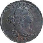 1797 Draped Bust Cent. S-120B. Rarity-2. Reverse of 1795, Gripped Edge. EF Details--Environmental Da