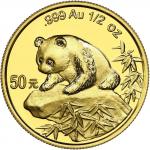 1999年熊猫纪念金币1/2盎司 NGC MS 69 China (Peoples Republic), gold 50 yuan (1/2 oz) Panda, 1999, small date (