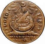 1787 Fugio Copper. Pointed Rays. Newman 12-Z, W-6830. Rarity-5. STATES UNITED, Label With Raised Rim