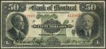 Bank of Montreal, a group of notes consisting of, $5, 1914, $5, 1923, $20, 1923, $50, 1923, $5, 1935