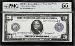 Fr. 971a. 1914 $20 Federal Reserve Note. New York. PMG About Uncirculated 55.