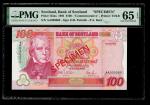 1995年苏格兰银行100镑样票，编号AA000000，PMG 65EPQ