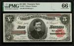 Fr. 363. 1891 $5 Treasury Note. PMG Gem Uncirculated 66 EPQ.