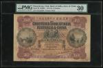 1919年印度新金山中国渣打银行10元，编号N/B 229394，PMG 30，有轻微修补，极罕见年份