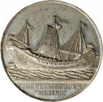 1848年中国帆船耆英号白金属纪念章 PCGS MS 61 GREAT BRITAIN. Voyage of the Junk "Keying" White Medal, 1848. Victoria