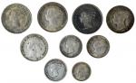 Victoria (1837-1901), Maundy coinage, Fourpence (3), 1860, 1870 (2) (S.3917), Threepence (2), 1850, 