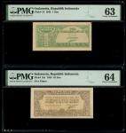Indonesia, group of fractional notes, 1 sen, 10 sen and 1/2 rupiah, all dated 1945,(Pick 13, 15a and