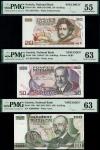 Austrian National Bank, specimen 20, 50 and 100 schilling, 1986/1984, regular serial numbers on firs