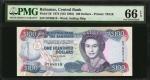 1974年巴哈马中央银行100元 PMG G Unc 66 EPQ BAHAMAS. Central Bank of the Bahamas. 100 Dollars, 1974 (ND 1992)
