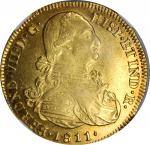 COLOMBIA. 8 Escudos, 1811-P JF. Popayán Mint. Ferdinand VII. NGC AU-55.
