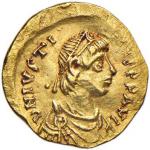 Byzantine coins. MONETE BIZANTINE Giustino I (518-527) Tremisse (Costantinopoli) Busto diademato a d