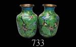 景泰蓝花瓶一对，高12cmPair of Cloisonne Vases,↑12cm