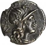 ROMAN REPUBLIC. L. Atilius Nomentanus. AR Denarius (3.62 gms), Rome Mint, ca. 141 B.C. NGC Ch EF, St