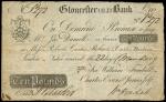 Gloucester Old Bank (Fendall, Evans & Jelf), ｣10, 22 March 1809, serial number V 272, black and whit