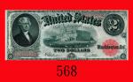 1917年美国纸钞 2元。未使用U S A : 2， 1917， s/n D70427629  UNC