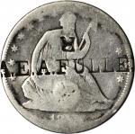 A.E.A. FULLE / R on an undated Motto Liberty Seated half dollar. Brunk-Unlisted, Rulau-Unlisted. Hos