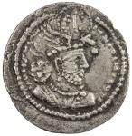 SASANIAN KINGDOM: Hormizd II, 303-309, AR obol  (0.64g), G-85var, kings bust right, wearing winged e