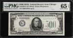Fr. 2202-G. 1934A $500 Federal Reserve Note. Chicago. PMG Gem Uncirculated 65 EPQ.