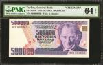 TURKEY. Central Bank. 500,000 Lisa, 1970. P-208s. Specimen. PMG Choice Uncirculated 64 EPQ.