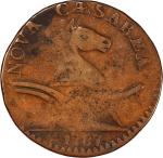 1787 New Jersey Copper. Maris 34-V, W-5120. Rarity-6-. Deer Head. Fine Details--Graffiti (PCGS).