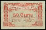 French Indo China, 50cents, specimen, 1919, red on light brown, black overprint Five Jiao in Chinese