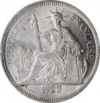 1922-H年坐洋壹圆贸易银币。喜顿造币厂。FRENCH INDO-CHINA. Piastre, 1922-H. Heaton Mint. PCGS MS-62 Gold Shield.