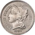 1880 Nickel Three-Cent Piece. Proof-65 (PCGS).