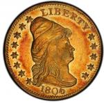 1806/4 Capped Bust Right Quarter Eagle. 8 x 5 Stars. Bass Dannreuther-1. Rarity-4+. Mint State-62 (P