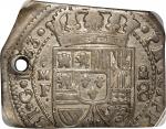 MEXICO. 8 Reales Klippe, 1733-Mo MF. Mexico City Mint. Philip V. PCGS Genuine--Holed, EF Details.