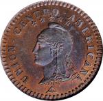 CENTRAL AMERICAN UNION. Bronze 2 Centavos Ensayo (Pattern), 1889. NGC MS-64 Red Brown.