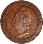 1862年利比里亚2分。 LIBERIA. 2 Cents, 1862. PCGS PROOF-64 Brown.