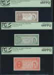 1961-81年香港政府1、5、10分纸辅币一组3枚，均PCGS Currency 68PPQ，高分辅币（3）