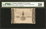 COLOMBIA. República de Colombia. 6 ¼ Centavos/Medio Real, ND (ca. 1819).  P-1r. Remainder. PMG Very 