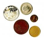 Exonumia, a small melange. Includes: So-Called Dollars -- Pilgrim Jubilee Memorial 1870, silver-plat