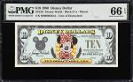 Lot of (2) Disney Dollars. 1990 $10. Disney World. PMG Gem Uncirculated 66 EPQ. Consecutive.