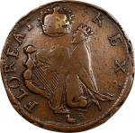 Undated (ca. 1652-1674) St. Patrick Farthing. Martin 6b.1-Ba.8, W-11500. Rarity-6. Copper. Annulet, 