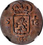 1808年荷兰东印度巴达维亚共和国1Duit铜币。NETHERLANDS EAST INDIES. Batavian Republic. Duit, 1808. NGC MS-65 Brown.