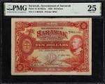1929年沙捞越政府银行拾圆。SARAWAK. Government of Sarawak. 10 Dollars, 1929. P-16. KNB22a. PMG Very Fine 25.