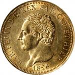 ITALY. Sardinia. 80 Lire, 1826-L. Turin Mint; mm: Eagle. Carlo Felice. PCGS AU-58.