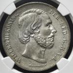 NETHERLANDS Kingdom 連合王国 2-1/2Gulden 1858 NGC-AU Details“Cleaned“ 洗浄 EF