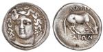 Thessaly. Larissa. AR Drachm, ca. 356-342 BC. 5.95 gms. Head of the nymph Larissa wearing ampyx ¾ le