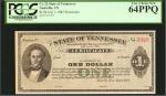 Nashville, Tennessee. State of Tennessee. July 1, 1883. Remainder. $1. PCGS Currency Very Choice New
