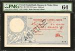 FRENCH SOMALILAND. Banque de lIndo Chine 20 Francs, 1921. P-4B. PMG Choice Uncirculated 64.