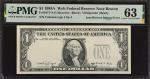 Fr. 1917-A. 1988A $1 Web Federal Reserve Note. PMG Choice Uncirculated 63. Insufficient Inking Error