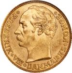 DENMARK. 10 Kroner, 1908-VBP GJ. Copenhagen Mint. Frederik VIII. NGC MS-63.