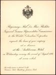 Invitation of Dr. Max Richter, the Imperial German Representative Commissioner to the Worlds Columbi