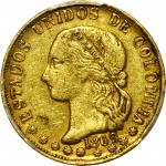 COLOMBIA. 1869 10 Pesos. Medellín mint. Restrepo 333.9. EF-40 (PCGS).