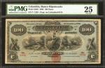 COLOMBIA. Banco Nacional - Overprinted on Banco Hipotecario. 100 Pesos. 1899. P-S637. PMG Very Fine 